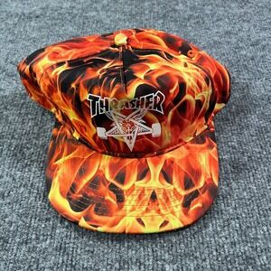 RARE Thrasher Inferno Fire Flame Skate Goat‎ Snapback Hat Orange Mens